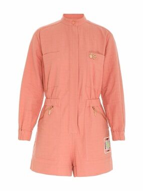 Zimmermann Coral Pink Utility Short Jumpsuit